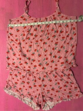 Pink Cherry-Print Sleeveless Cami & Shorts Pajama Set